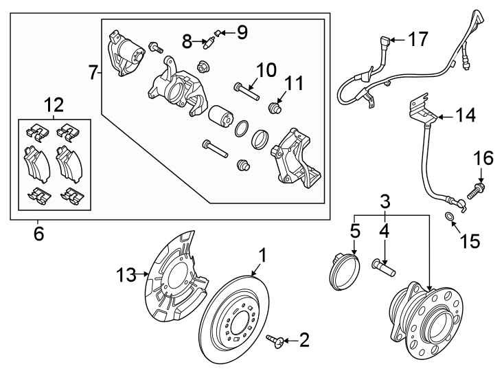 Diagram Rear suspension. Brake components. for your 2013 Hyundai Elantra   