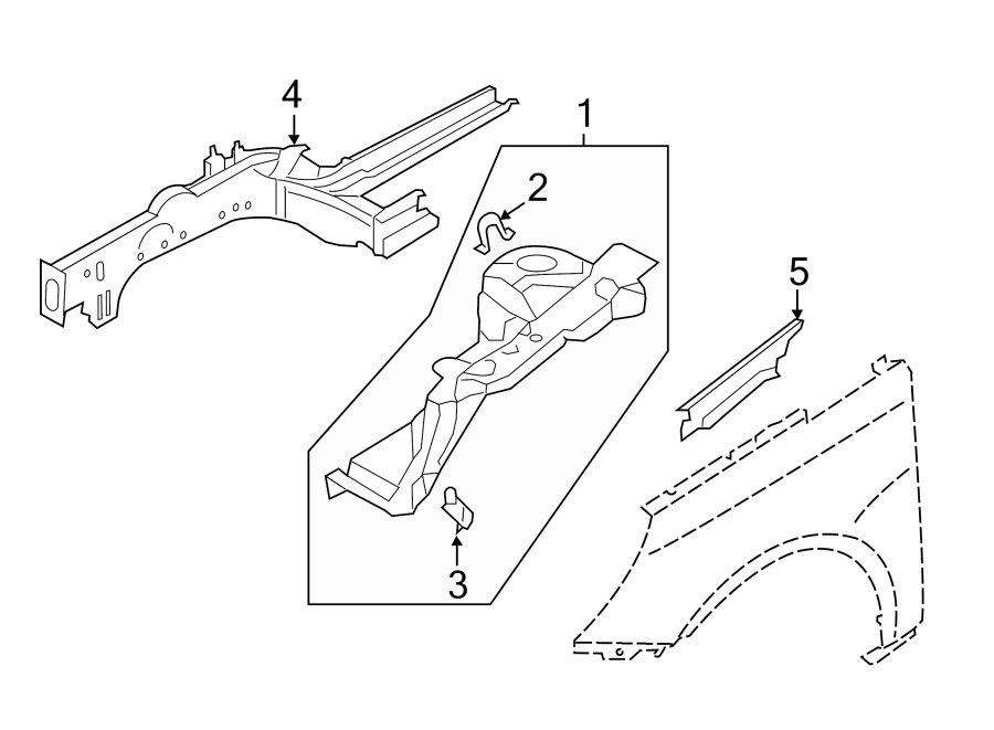 Diagram Fender. Structural components & rails. for your 2022 Hyundai Palisade   