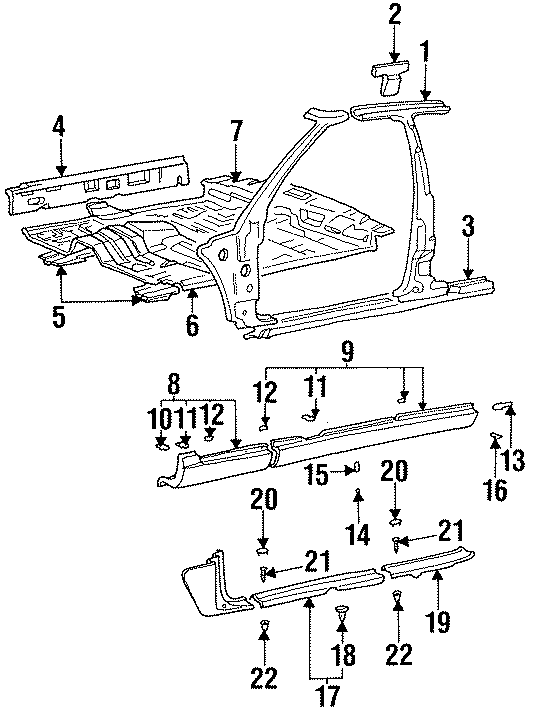 Diagram Front door. Gls. Pad. Rear door sill. for your 2005 Hyundai XG350   