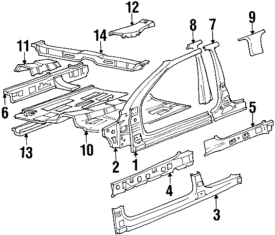 Diagram PILLARS. ROCKER & FLOOR. for your 2008 Hyundai Santa Fe   