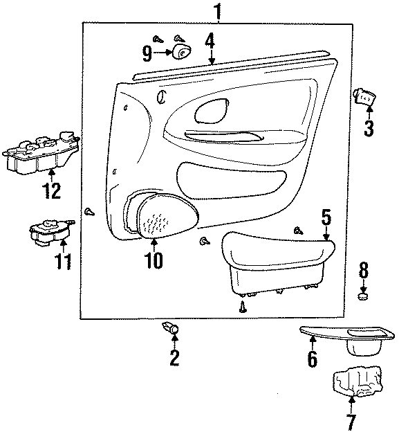 Diagram FRONT DOOR. INTERIOR TRIM. for your 1995 Hyundai Sonata   
