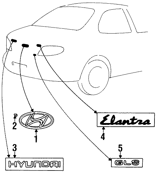 Diagram TRUNK LID. EXTERIOR TRIM. for your 2015 Hyundai Accent   