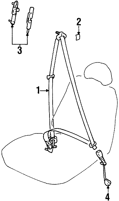 Diagram RESTRAINT SYSTEMS. FRONT SEAT BELTS. for your 1998 Hyundai Tiburon  FX Coupe 