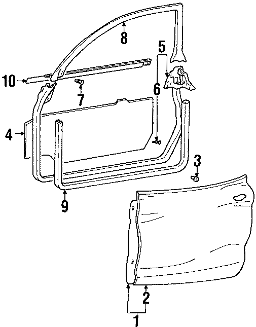 Diagram DOOR & COMPONENTS. for your 2000 Hyundai Tiburon  Base Coupe 