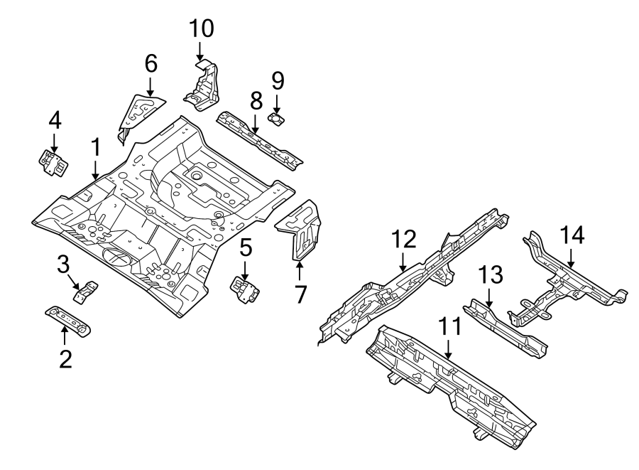 Diagram REAR BODY & FLOOR. FLOOR & RAILS. for your 2008 Hyundai Sonata   