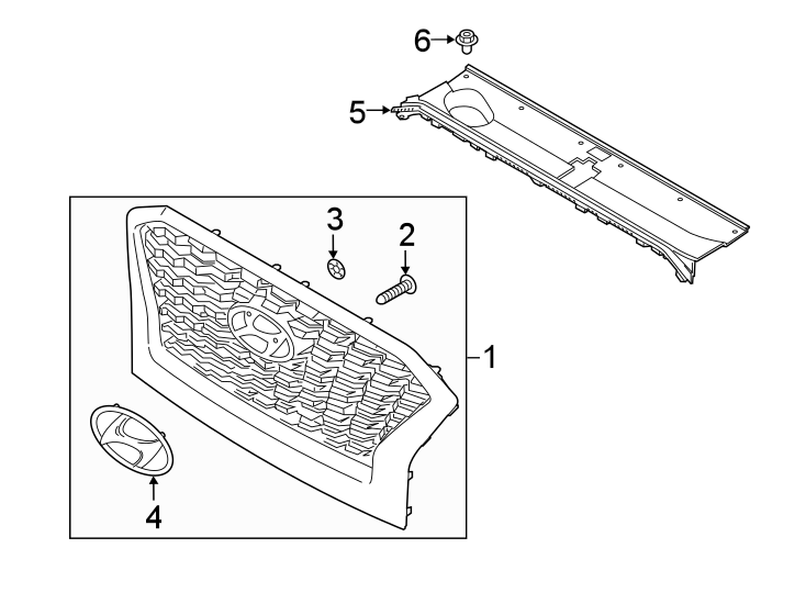 Diagram FRONT BUMPER & GRILLE. GRILLE & COMPONENTS. for your Hyundai