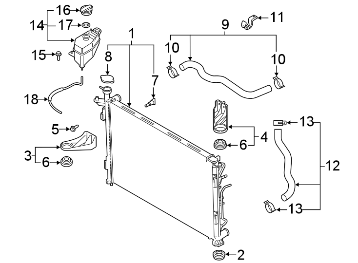 Diagram RADIATOR & COMPONENTS. for your Hyundai