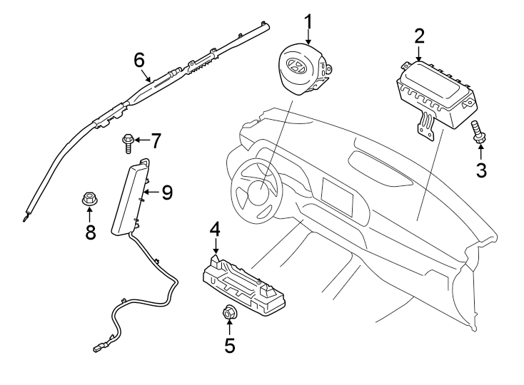 Diagram RESTRAINT SYSTEMS. AIR BAG COMPONENTS. for your Hyundai