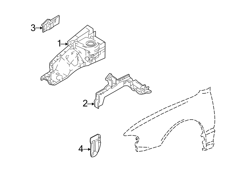 Diagram FENDER. STRUCTURAL COMPONENTS & RAILS. for your 2022 Hyundai Ioniq 5   