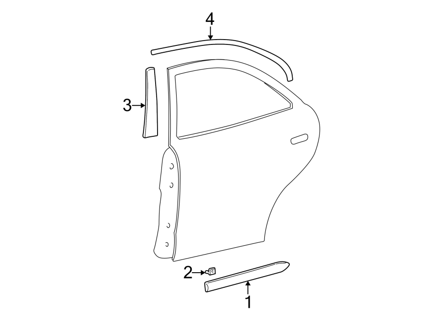 Diagram REAR DOOR. EXTERIOR TRIM. for your 2009 Hyundai Elantra   