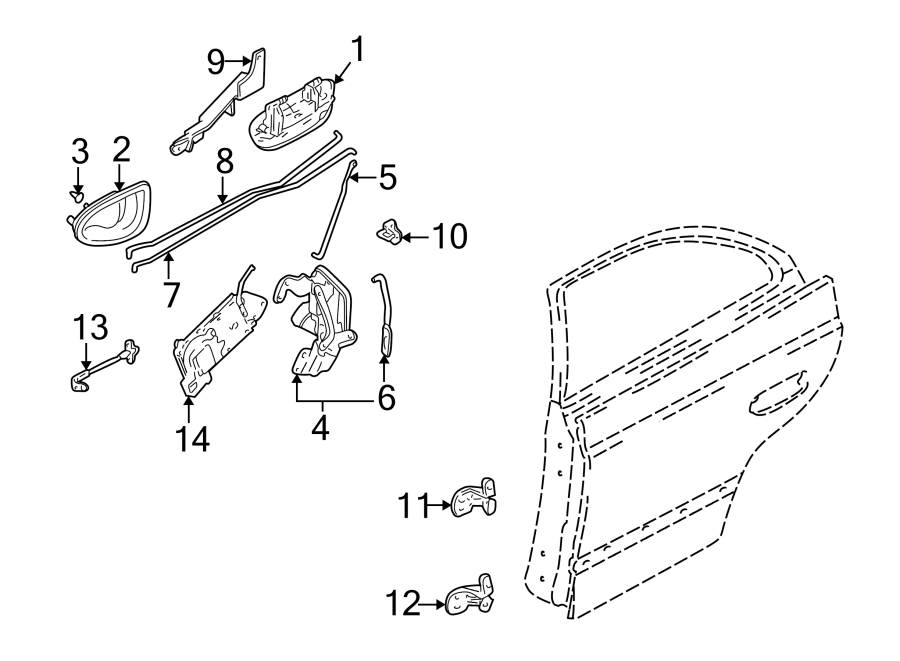 Diagram REAR DOOR. LOCK & HARDWARE. for your 2015 Hyundai Elantra GT   