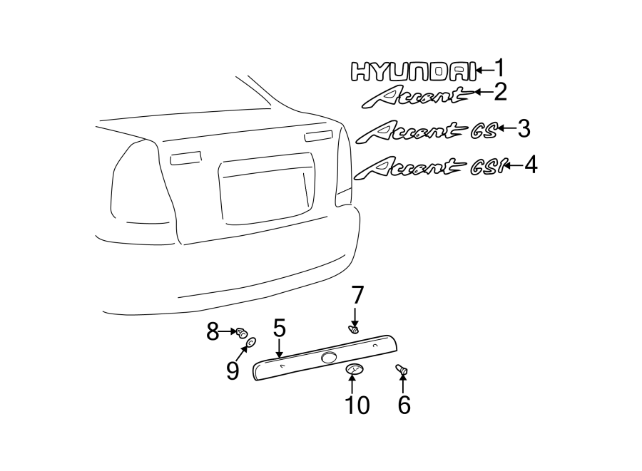 Diagram LIFT GATE. EXTERIOR TRIM. for your 2015 Hyundai Accent   
