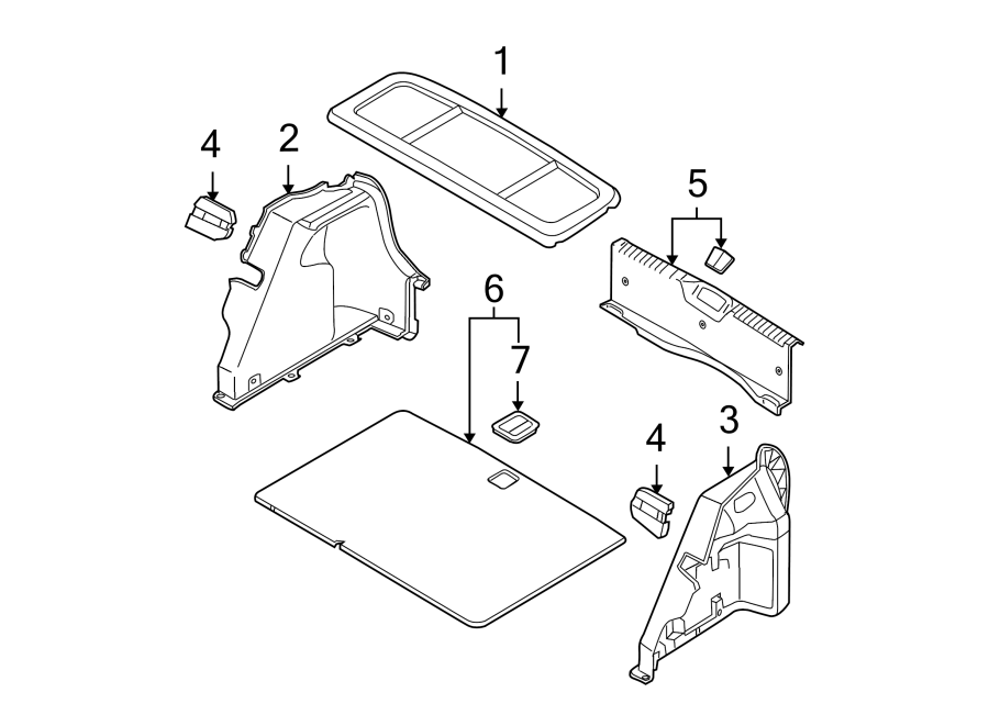 Diagram Rear body & floor. Interior trim. for your Hyundai Accent  SE Hatchback