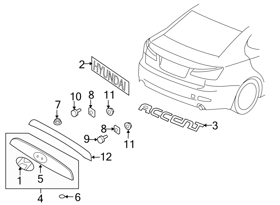 Diagram TRUNK LID. EXTERIOR TRIM. for your 2015 Hyundai Genesis Coupe   