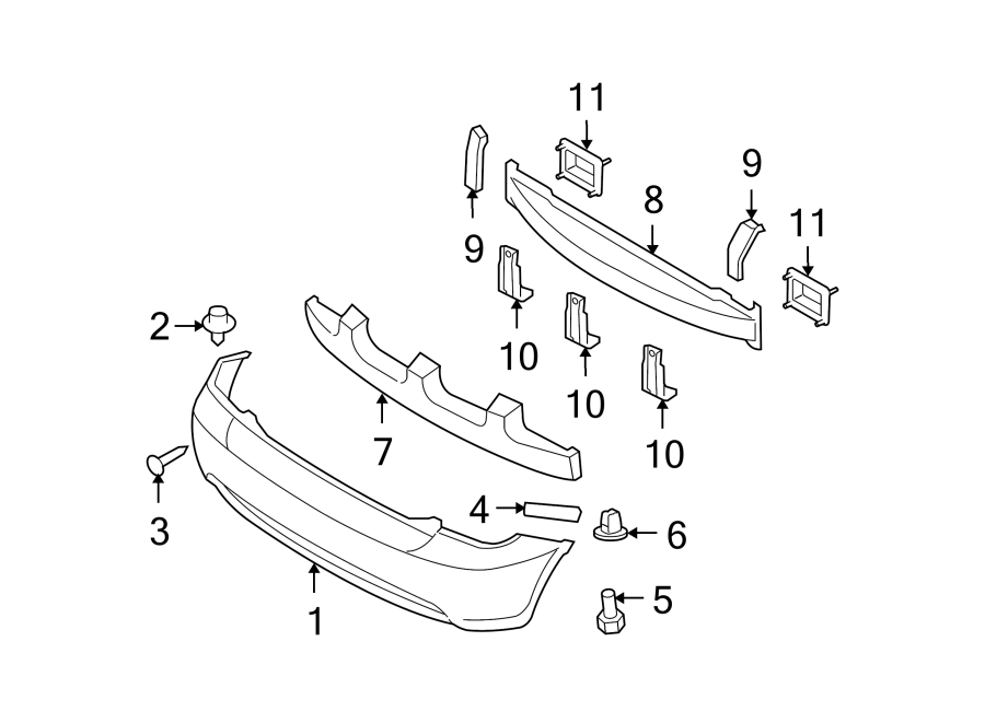 11REAR BUMPER. BUMPER & COMPONENTS.https://images.simplepart.com/images/parts/motor/fullsize/1042491.png