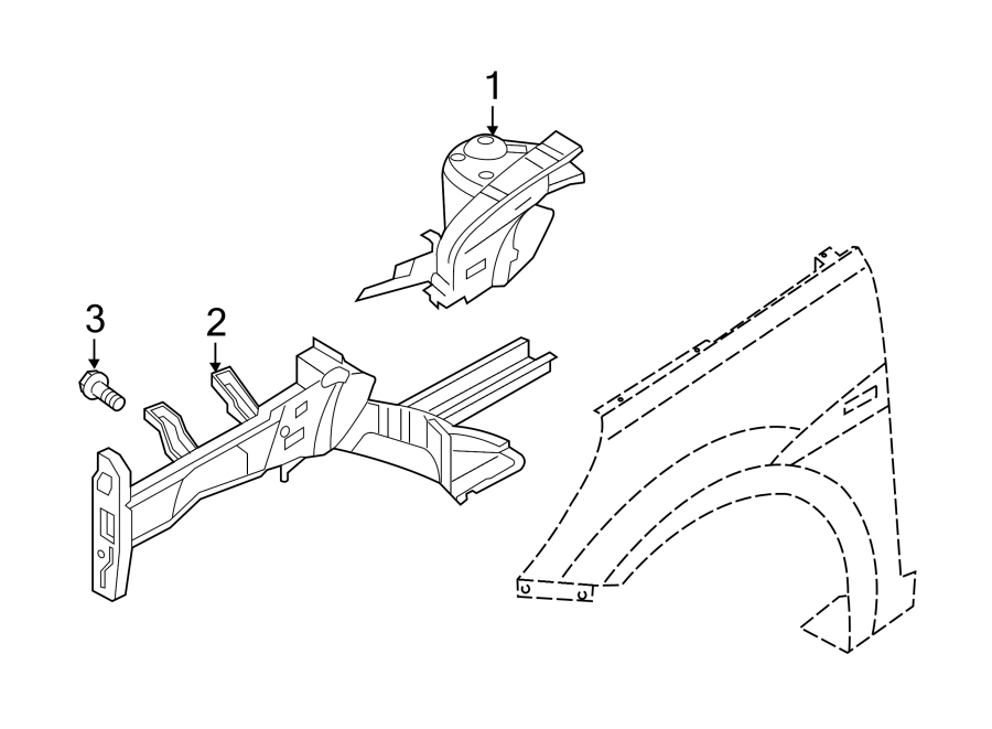 Diagram FENDER. STRUCTURAL COMPONENTS & RAILS. for your 2013 Hyundai Accent  GS Hatchback 