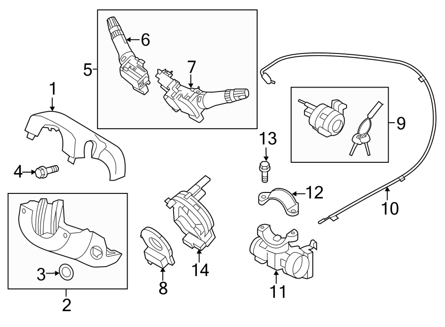 Diagram STEERING COLUMN. SHROUD. SWITCHES & LEVERS. for your 2022 Hyundai Palisade   