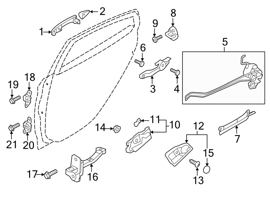 Diagram REAR DOOR. LOCK & HARDWARE. for your 2015 Hyundai Elantra   