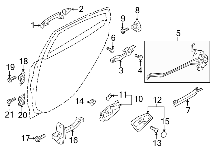Diagram REAR DOOR. LOCK & HARDWARE. for your 2022 Hyundai Elantra   