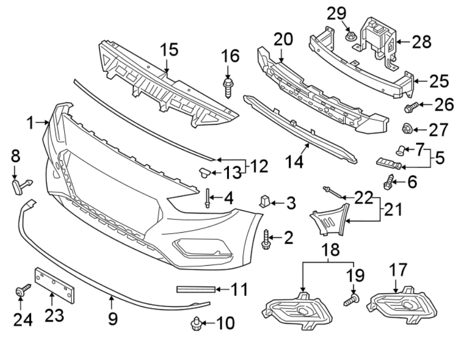 1FRONT BUMPER & GRILLE. BUMPER & COMPONENTS.https://images.simplepart.com/images/parts/motor/fullsize/1045005.png