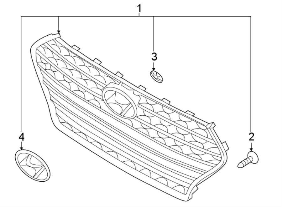 4FRONT BUMPER & GRILLE. GRILLE & COMPONENTS.https://images.simplepart.com/images/parts/motor/fullsize/1045010.png