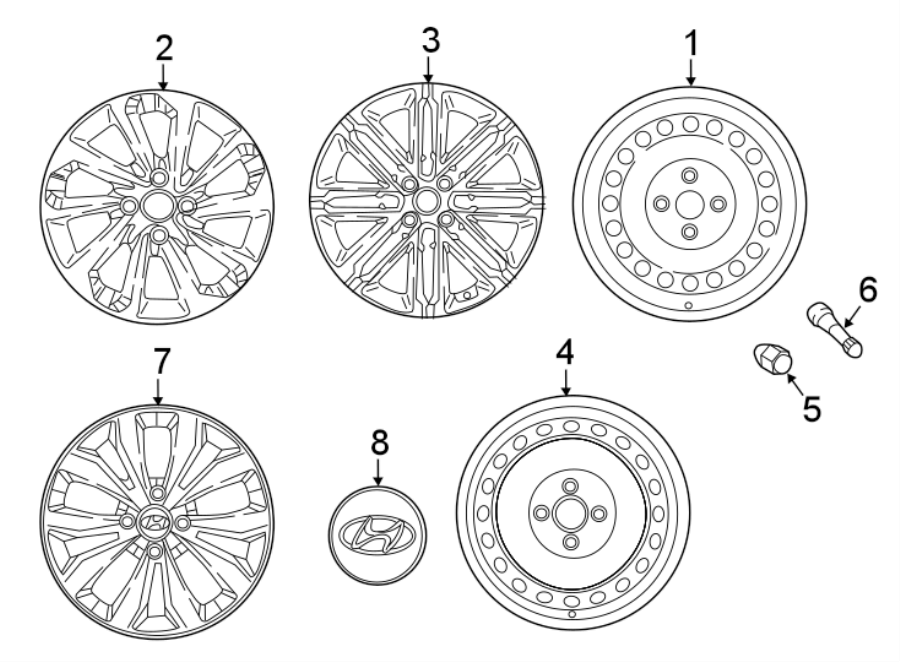Diagram WHEELS & TRIM. for your 2016 Hyundai Tucson 2.0L A/T FWD SE Sport Utility 