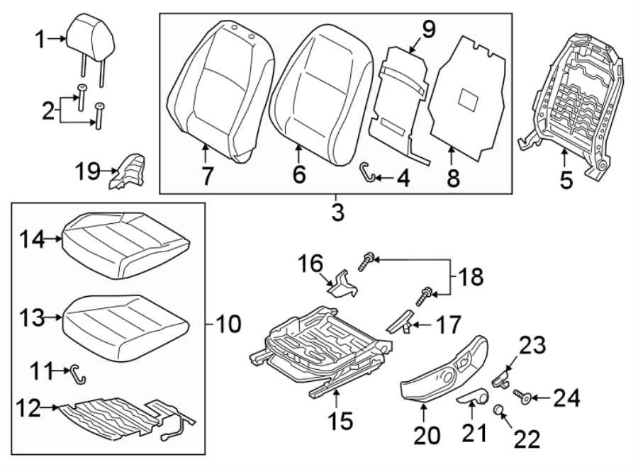 Full size assembly image of SEATS & TRACKS. DRIVER SEAT COMPONENTS. (1/1)