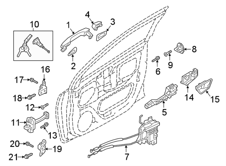 Diagram FRONT DOOR. LOCK & HARDWARE. for your 2021 Hyundai Accent 1.6L Gamma II CVT  