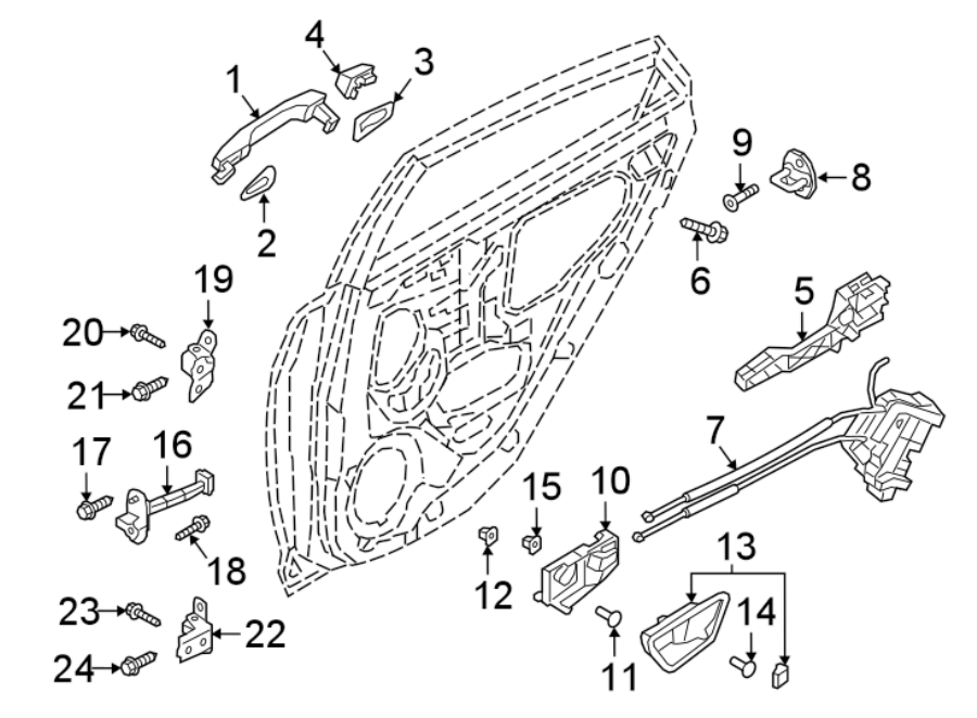 Diagram REAR DOOR. LOCK & HARDWARE. for your 1997 Hyundai Elantra   