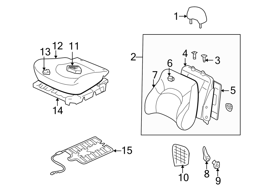 Diagram SEATS & TRACKS. FRONT SEAT COMPONENTS. for your 2007 Hyundai Elantra   