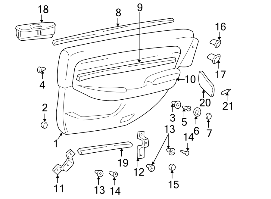 Diagram REAR DOOR. INTERIOR TRIM. for your 2013 Hyundai Elantra   