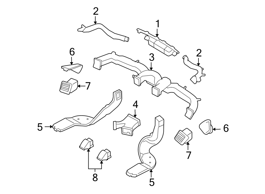 Diagram INSTRUMENT PANEL. DUCTS. for your 2001 Hyundai Elantra   