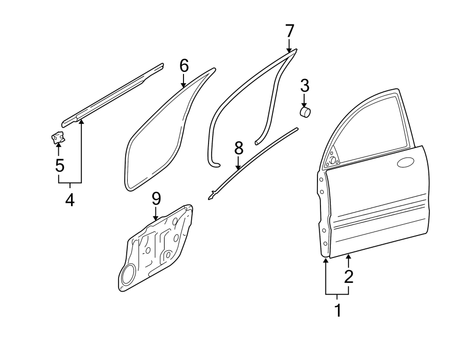 Diagram FRONT DOOR. DOOR & COMPONENTS. for your Hyundai