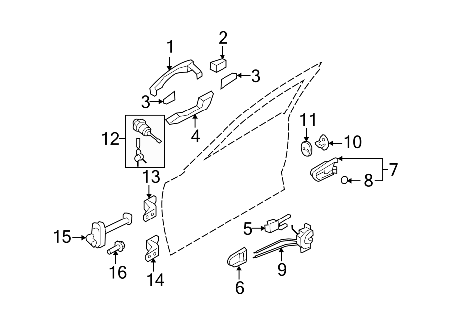 Diagram FRONT DOOR. LOCK & HARDWARE. for your 2020 Hyundai Elantra   