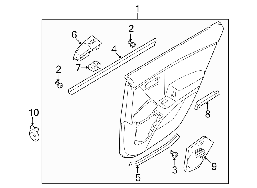 Diagram REAR DOOR. INTERIOR TRIM. for your 2009 Hyundai Tucson   