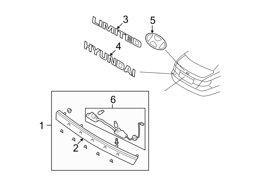 Diagram TRUNK LID. EXTERIOR TRIM. for your 2015 Hyundai Elantra GT   
