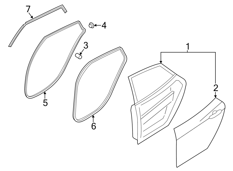 Diagram REAR DOOR. DOOR & COMPONENTS. for your 2013 Hyundai Elantra GT   