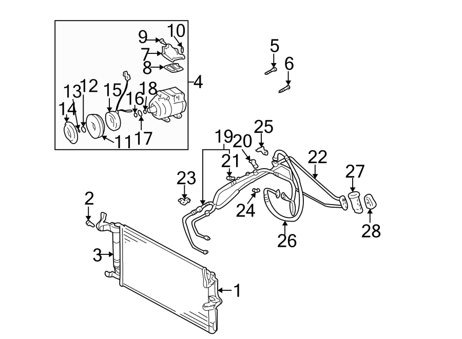 15Air conditioner & heater. Compressor & lines. Condenser.https://images.simplepart.com/images/parts/motor/fullsize/1055060.png