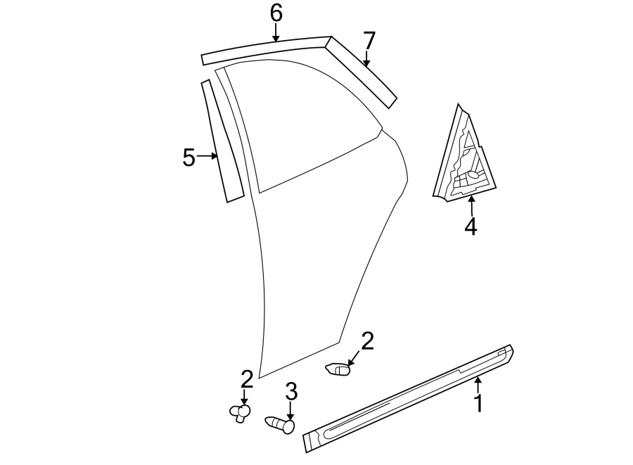 Diagram REAR DOOR. EXTERIOR TRIM. for your 2009 Hyundai Accent   