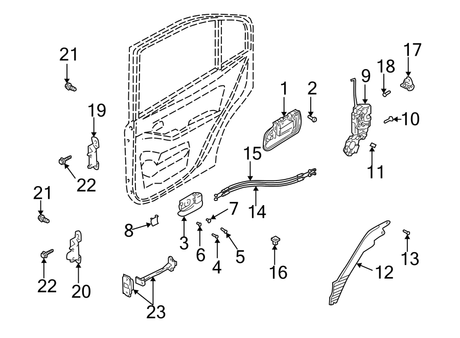 Diagram REAR DOOR. LOCK & HARDWARE. for your 1995 Hyundai Elantra   