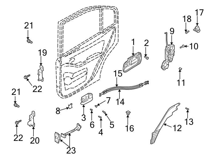 Diagram REAR DOOR. LOCK & HARDWARE. for your 1995 Hyundai Elantra   