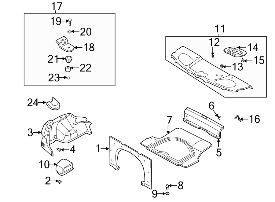 Diagram Rear body & floor. Interior trim. for your Hyundai