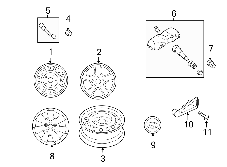 Diagram WHEELS. COVERS & TRIM. for your 2010 Hyundai Elantra   