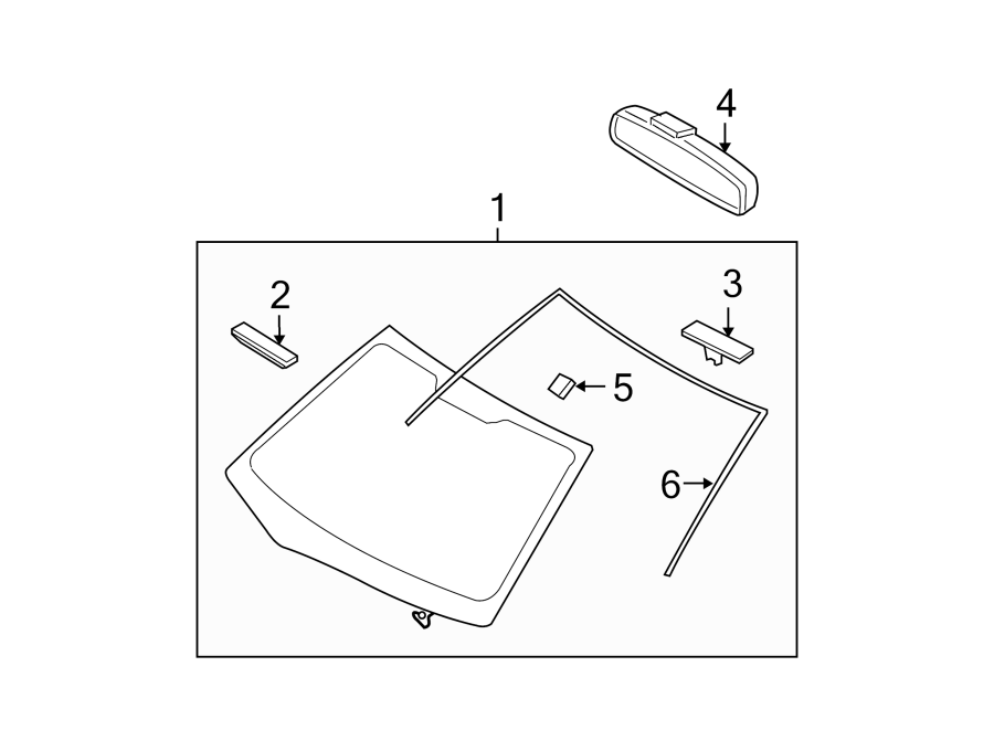 Diagram WINDSHIELD. GLASS. REVEAL MOLDINGS. for your Hyundai