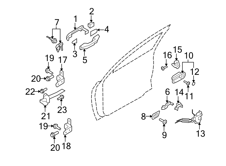 Diagram FRONT DOOR. LOCK & HARDWARE. for your 1998 Hyundai Elantra   