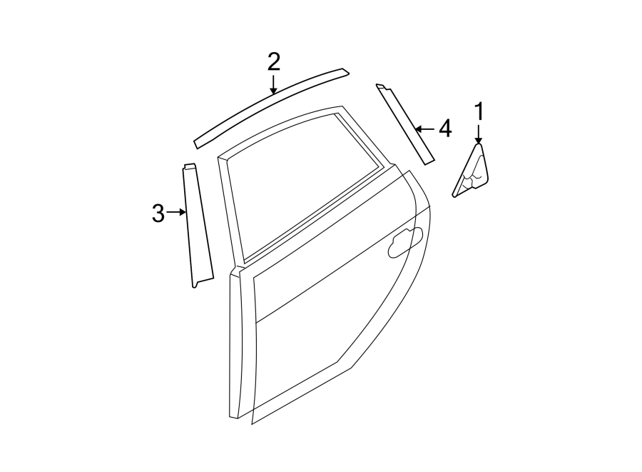 Diagram REAR DOOR. EXTERIOR TRIM. for your 2011 Hyundai Veracruz   
