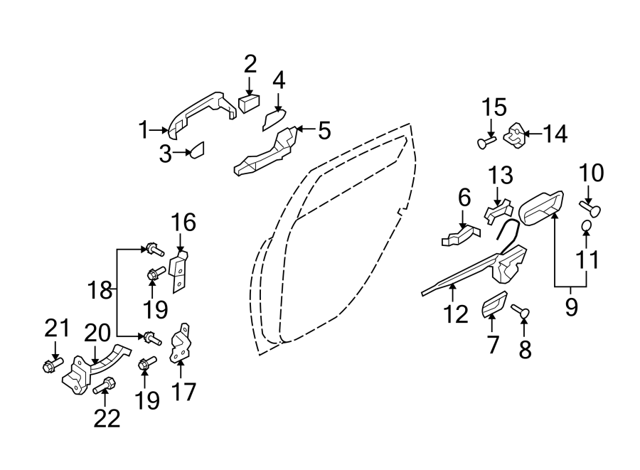 Diagram REAR DOOR. LOCK & HARDWARE. for your 1993 Hyundai Elantra   