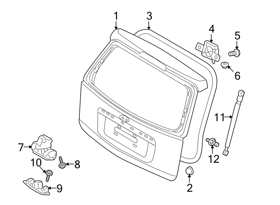Diagram LIFT GATE. GATE & HARDWARE. for your 2009 Hyundai Elantra   