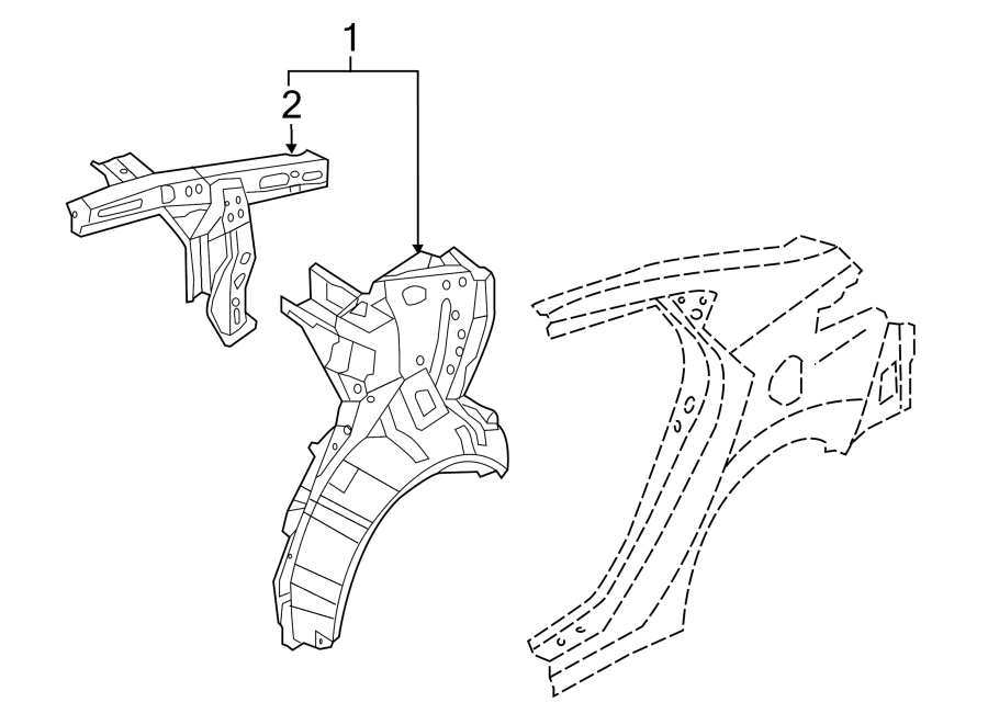 Diagram QUARTER PANEL. INNER STRUCTURE. for your 2014 Hyundai Accent   
