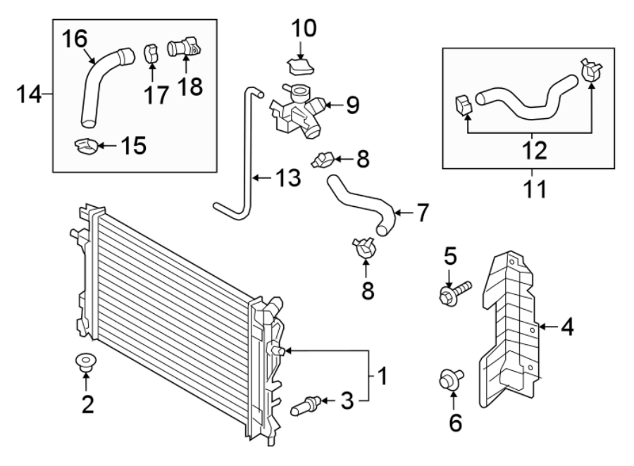 Diagram RADIATOR & COMPONENTS. for your Hyundai